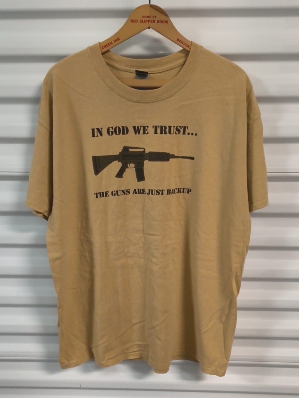 In God We Trust... The Guns Are Just Backup Graphic Short Sleeve T-shirt XL
